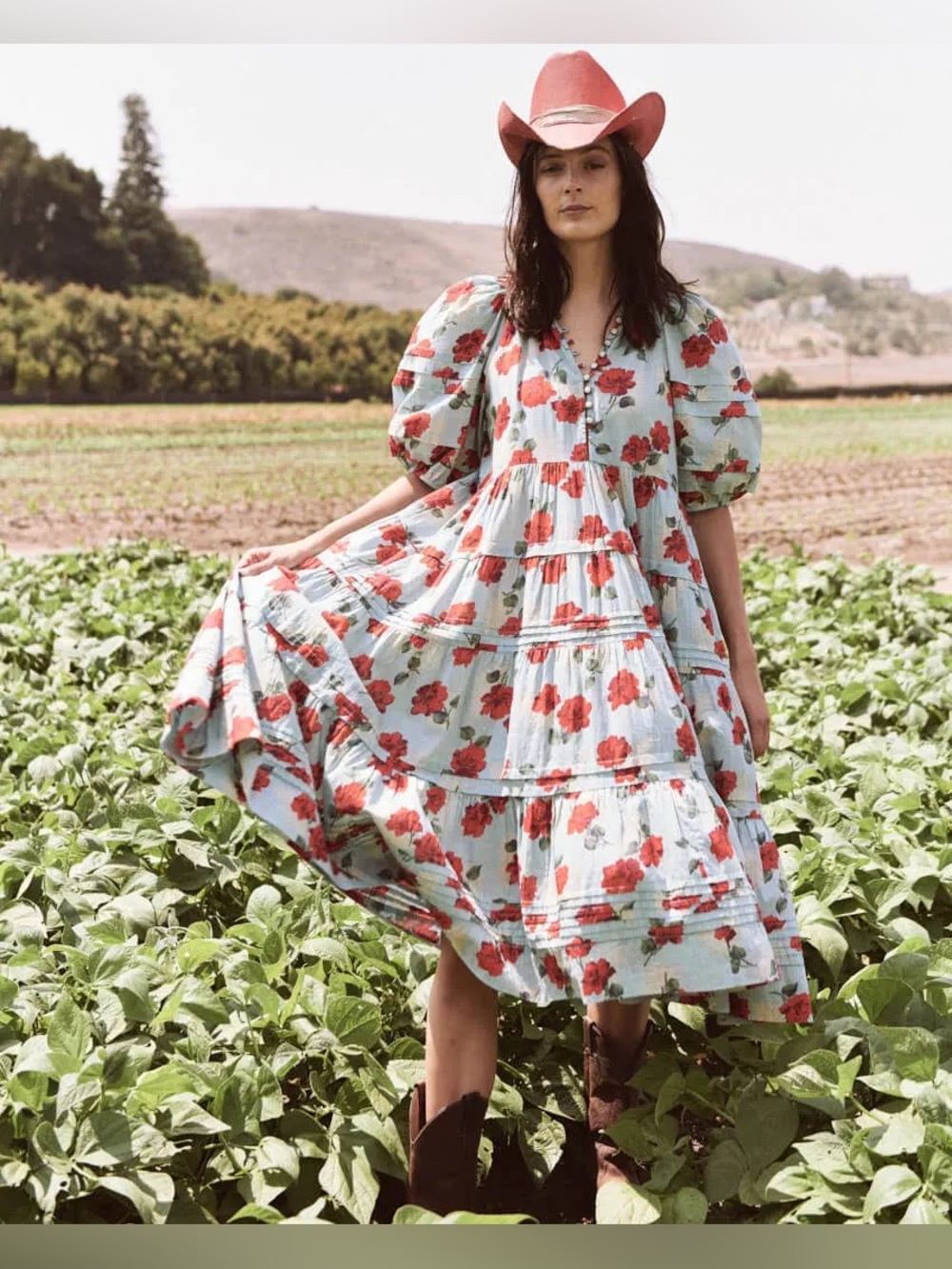 The GREAT. Ravine Dress in Western Rose